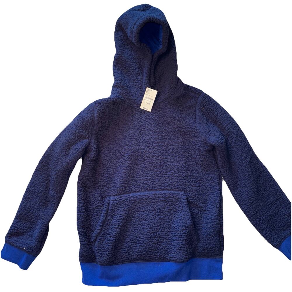 Lands End Kids Sherpa Hoodie Sz L Deep Sea Navy‎ (Sz 10-12) NWT